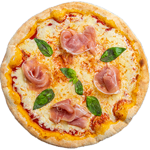 DI PARMA pizza — Tomatikaste, mozzarella, Parma sink, parmesan, basiilik